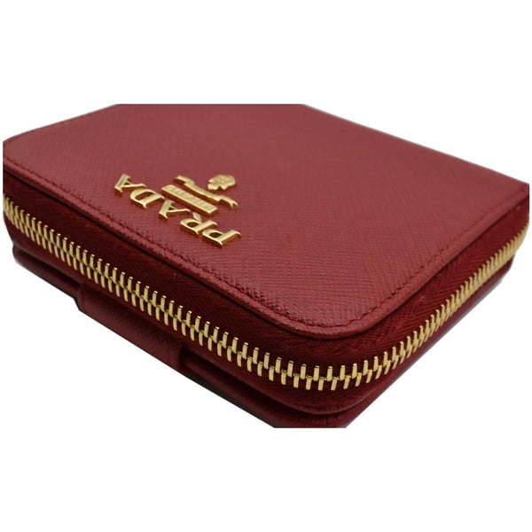 PRADA Small Saffiano Leather Zip Around Wallet Red- Hot Deals