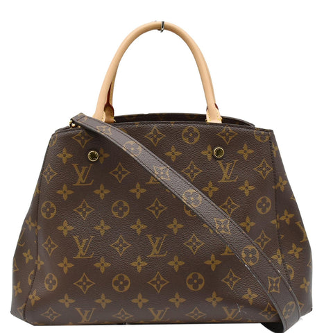 LOUIS VUITTON Montaigne MM Monogram Canvas Shoulder Bag Brown