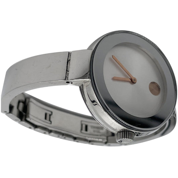 MOVADO Bold Bangle Swiss Bracelet SS Watch Silver Dial 33MM