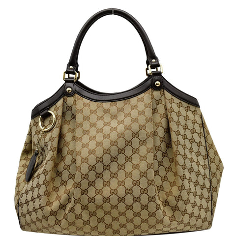 GUCCI Sukey Large GG Canvas Tote Bag Black 211943