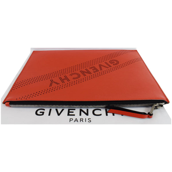 GIVENCHY Emblem Perforated Leather Pouch Bag Red