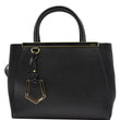 FENDI Petite 2Jours Vitello Leather Elite Tote Shoulder Bag Black
