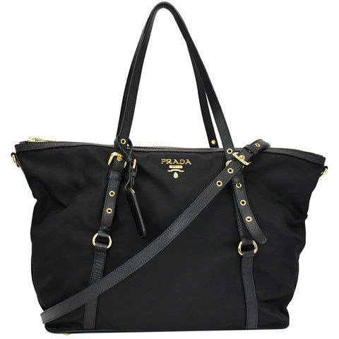 PRADA Tessuto Saffiano Nylon Tote Shoulder Bag Black - Hot Deals