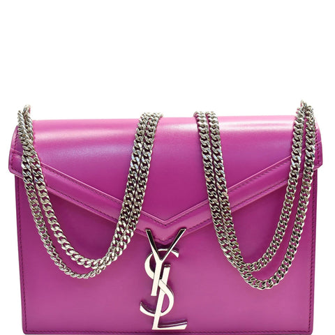 YVES SAINT LAURENT Cassandra Medium Monogram Clasp Shoulder Bag Magenta