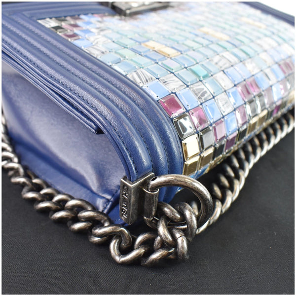 Chanel Mosaic Large Boy Quilted Lambskin Shoulder Bag side view