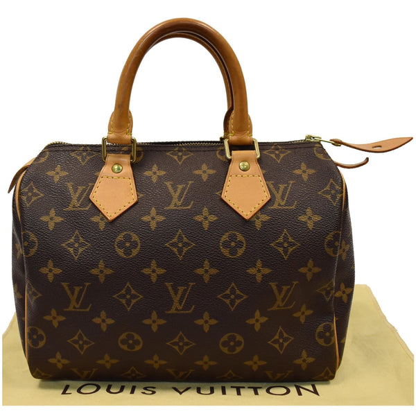 LOUIS VUITTON Speedy 25 Monogram Canvas Satchel Bag Brown