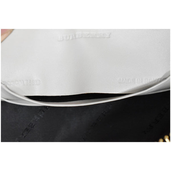 BURBERRY Chichester Embossed Leather Crossbody Clutch Bag White