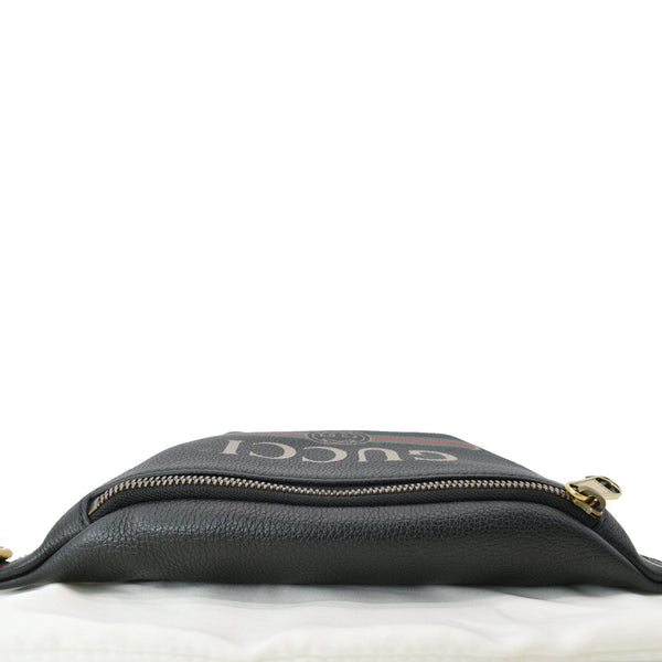 GUCCI Print Grained Calfskin Leather Belt Bag Black | DDH