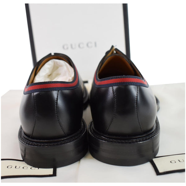 Gucci Classic Web Lace Up Shiny Leather Shoes backside