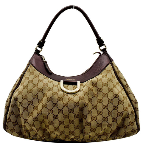 GUCCI D Ring Large Monogram Hobo Bag Brown 189833
