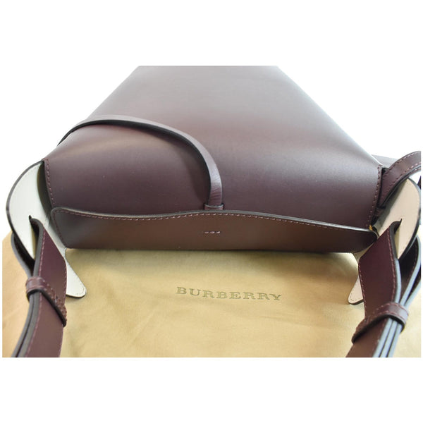 BURBERRY Bucket Medium Leather Shoulder Bag Deep Claret