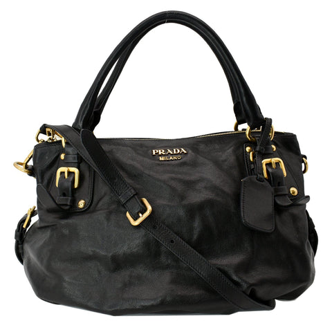 PRADA BR4281 Soft Leather Shoulder Bag Black