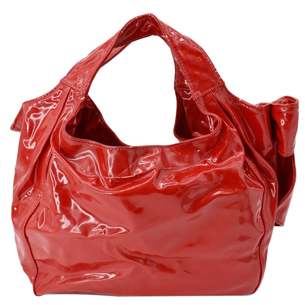 VALENTINO Nuage Bow Patent Leather Tote Bag Red