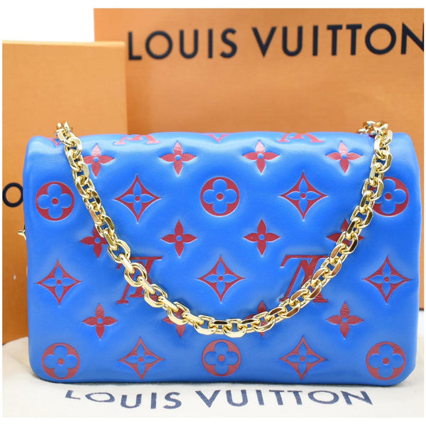 LOUIS VUITTON Coussin Monogram Embossed Pochette Crossbody Bag Blue