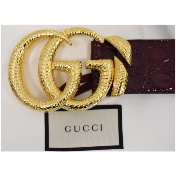 Gucci Lizard Double G Buckle Calfskin Leather Belt for sale