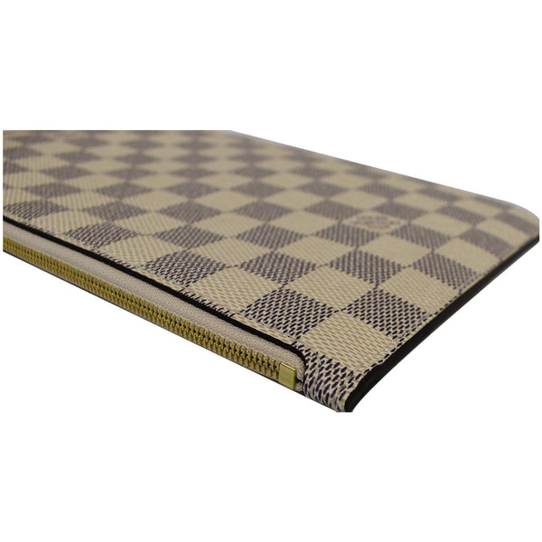 LOUIS VUITTON Neverfull Braided MM Damier Azur Pochette Wristlet White