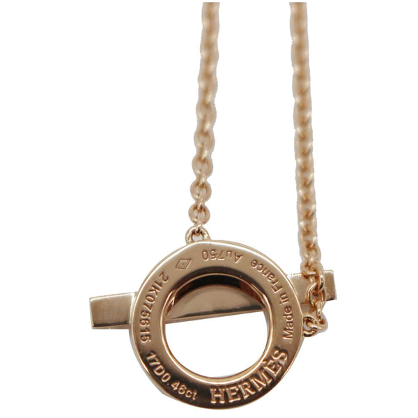 HERMES Finesse 18K Rose Gold Diamond Pendant Necklace