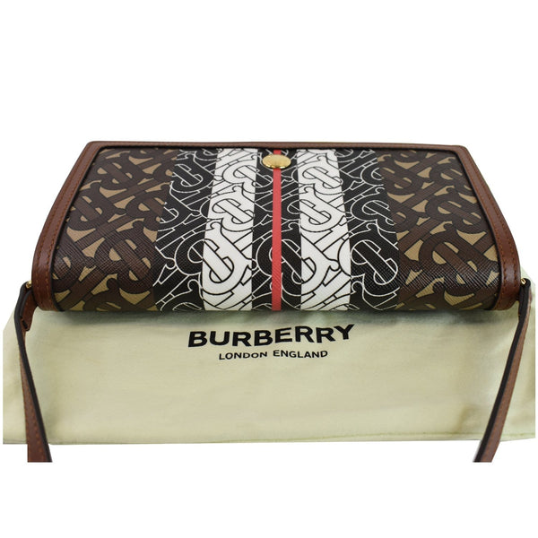 BURBERRY Monogram Stripe E-canvas Strap Wallet Brown
