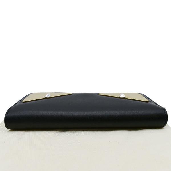 FENDI Monster Eyes Continental Smooth Leather Wallet Black - 10% Off