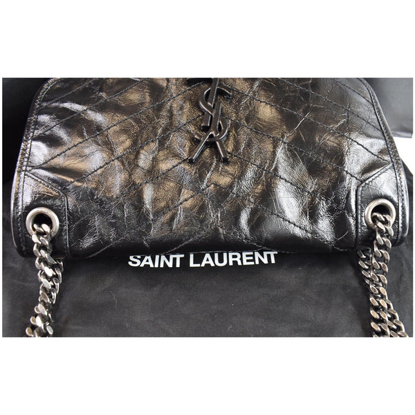 YVES SAINT LAURENT Niki Baby Crinkle Leather Crossbody Bag Black