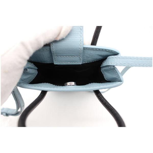 BALENCIAGA Leather Phone Holder Shopping Tote Shoulder Bag Sky Blue