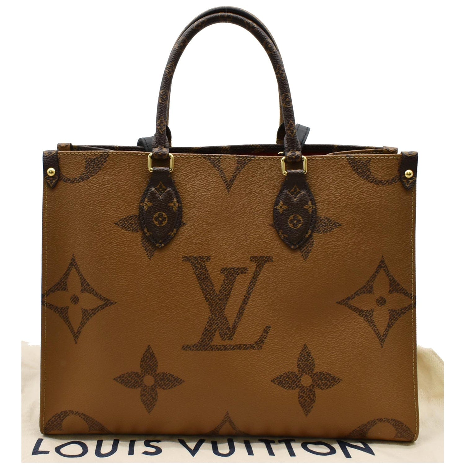 Louis Vuitton トートバッグ ブラウン LOUIS VUITTON Onthego MM Giant Monogram Canvas Tote Shoulder Bag Brown