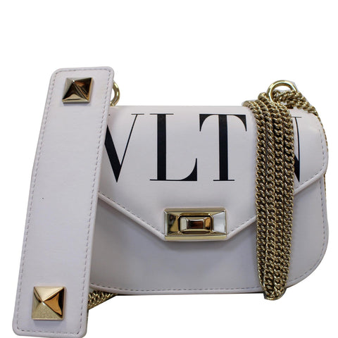 VALENTINO Garavani VLTN Leather Crossbody Bag White - 15% OFF