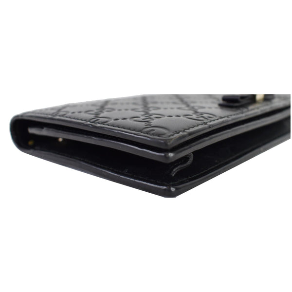 GUCCI Bow Guccissima Leather Chain Wallet Black 431408