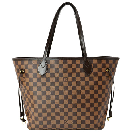 LOUIS VUITTON Neverfull MM Damier Ebene Tote Bag Brown