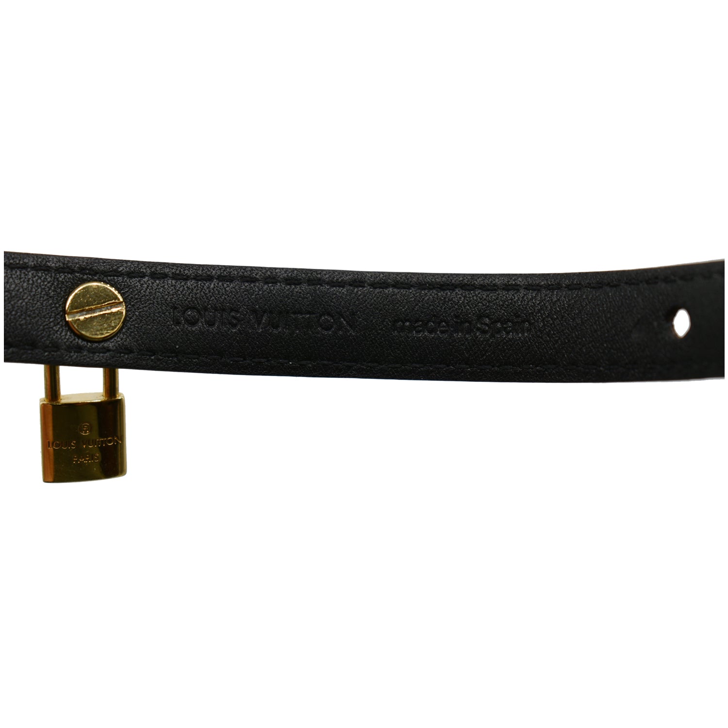 Louis Vuitton Monogram Leather Bracelet Brown 19cm Length Shipping