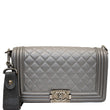 CHANEL Boy Flap with Stingray Lambskin Leather Shoulder Bag Silver