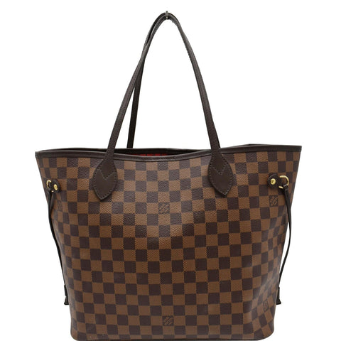 LOUIS VUITTON Neverfull MM Damier Ebene Tote Bag Brown