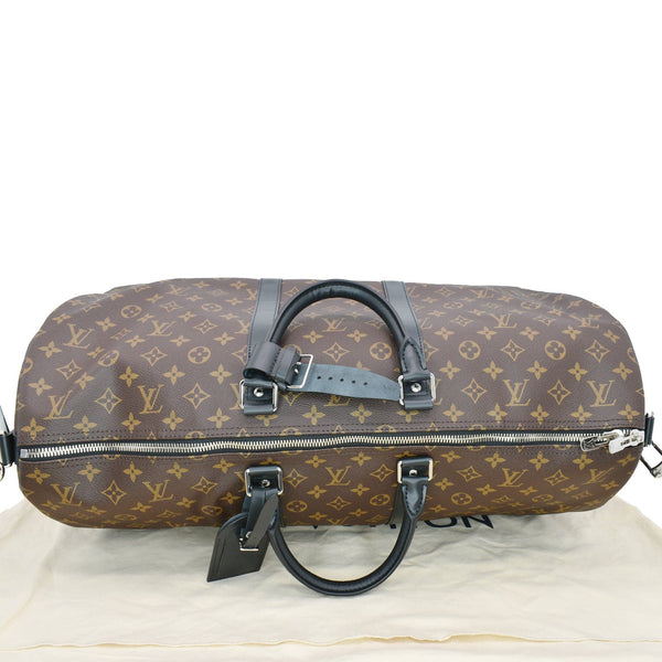 LOUIS VUITTON Keepall Bandouliere 55 Monogram Macassar Travel Bag Brown