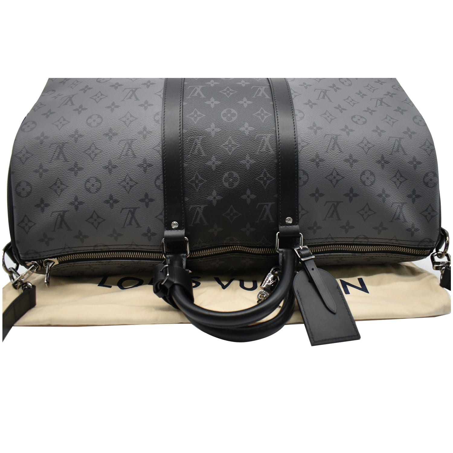 Louis Vuitton Keepall 50 Bandouliere Monogram Eclipse Travel Bag Black