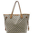 LOUIS VUITTON Neverfull MM Damier Azur Tote Shoulder Bag White