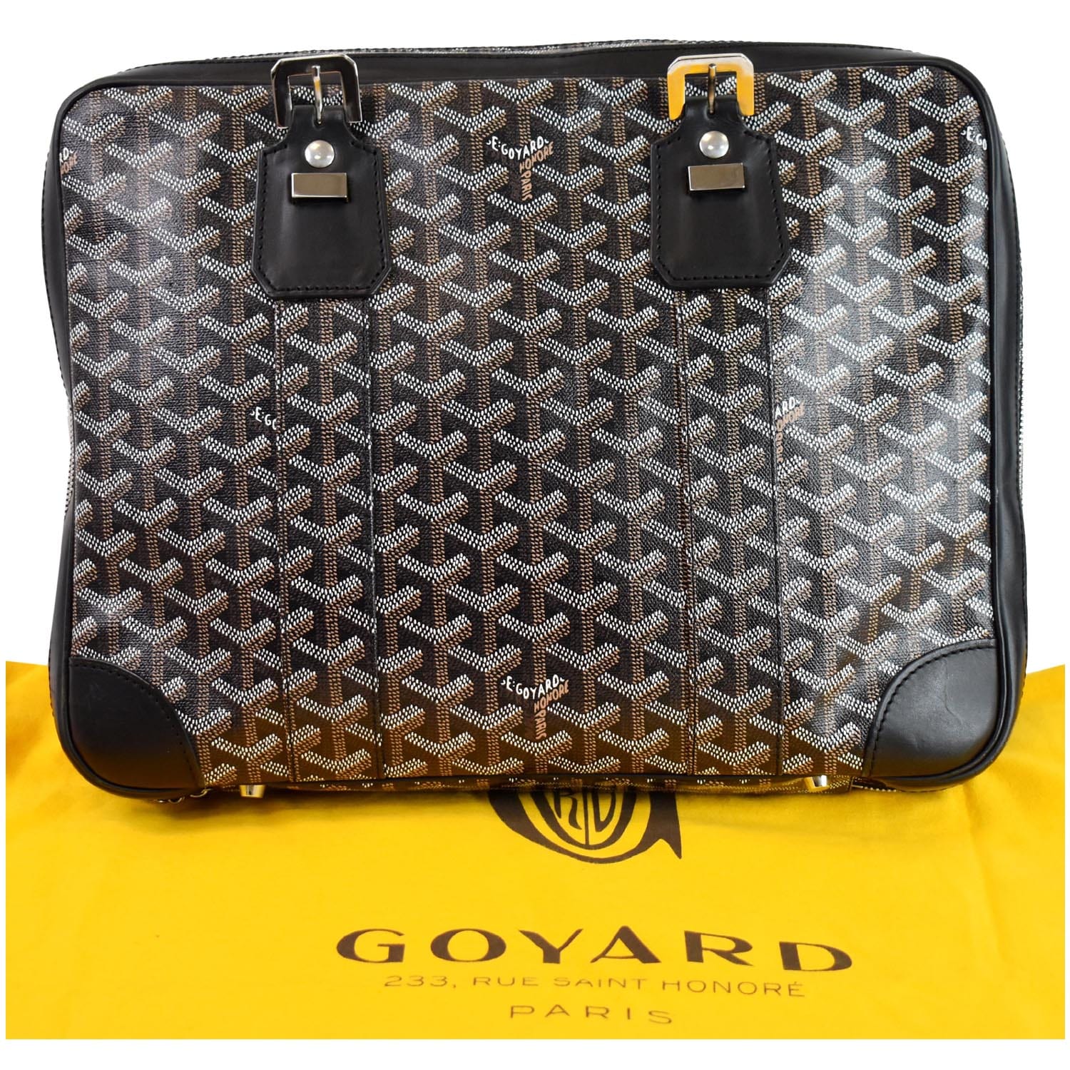 GOYARD Ambassador PM Black Calf/ Black Multi Coated Canvas Leather Business  Bag - The Attic Place