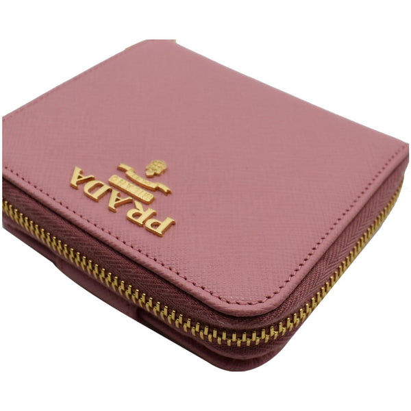 PRADA Small Saffiano Leather Zip Around Wallet Pink