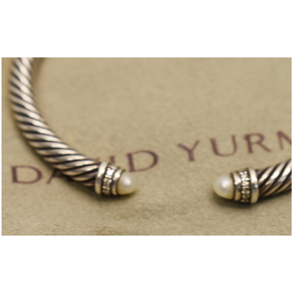David Yurman Cable Sterling Silver Pearl Bracelet edges