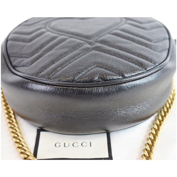 GUCCI GG Marmont Mini Round Leather Crossbody Bag Black 550154