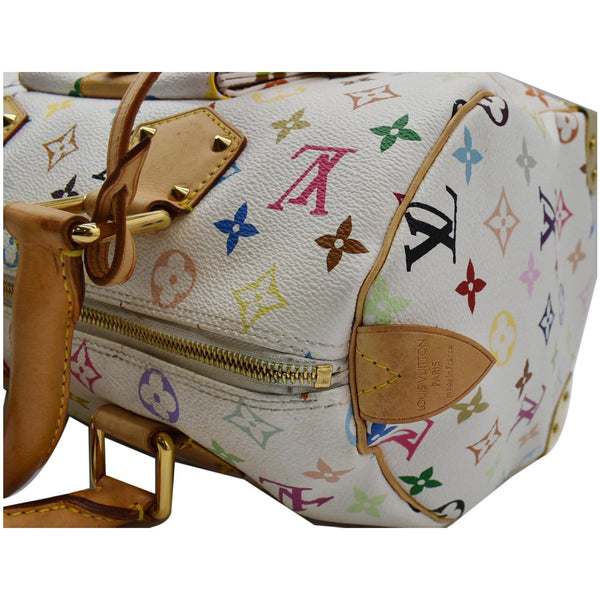 LOUIS VUITTON Speedy 30 Monogram Multicolor Satchel Bag White
