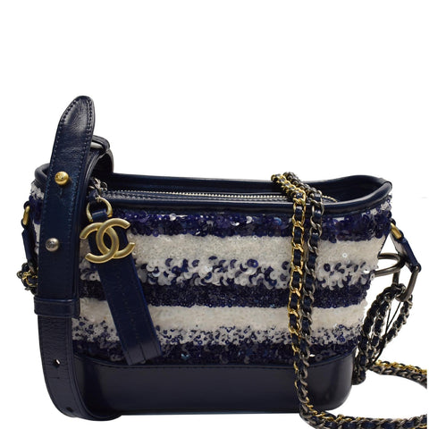 CHANEL Gabrielle Sequins Small Hobo Shoulder Bag Blue/White - 15% OFF