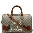 GUCCI Blind for Love Embroidered GG Supreme Canvas Boston Bag Maple Brown 409527