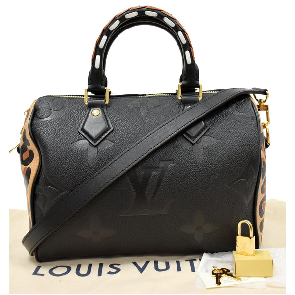 LOUIS VUITTON Speedy 25 Wild At Heart Leather Shoulder Bag Black