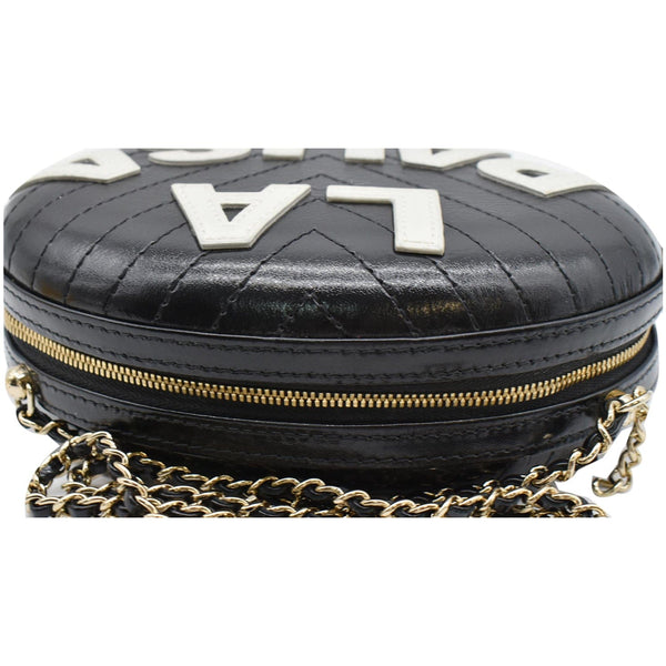 CHANEL La Pausa Embroidered Chevron Leather Chain Clutch Bag Black
