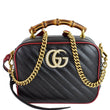 GUCCI GG Marmont Small Bamboo Leather Shoulder Bag Black 602270
