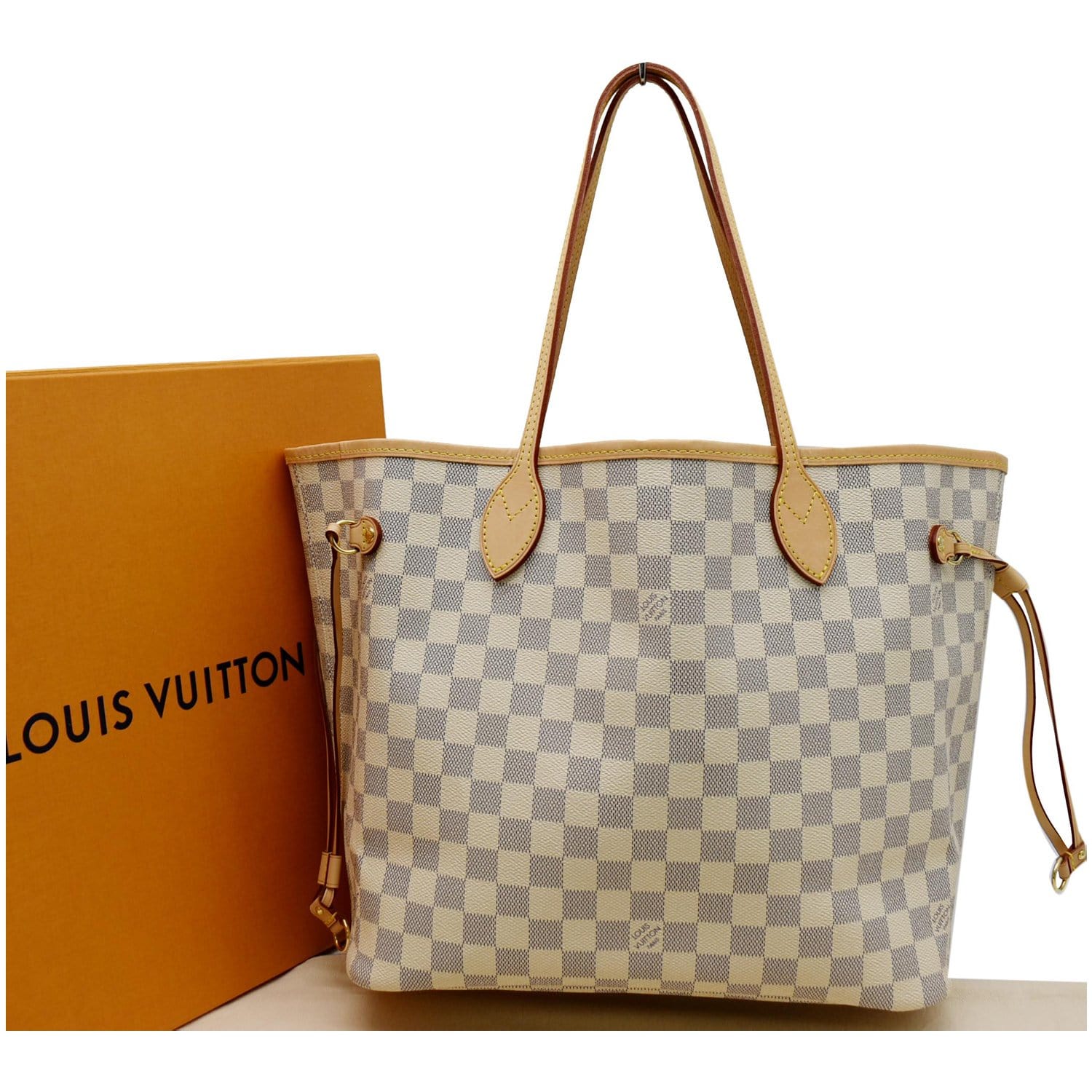 Louis Vuitton, Bags, Louis Vuitton Damier Azur Rose Ballerine Neverfull Mm  Tote Bag