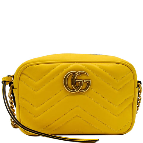 GUCCI GG Marmont Matelasse Mini Leather Crossbody Bag Yellow 448065