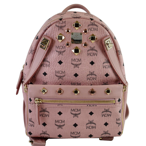 MCM Small Dual Stark Visetos Coated Canvas Backpack Bag Soft Pink