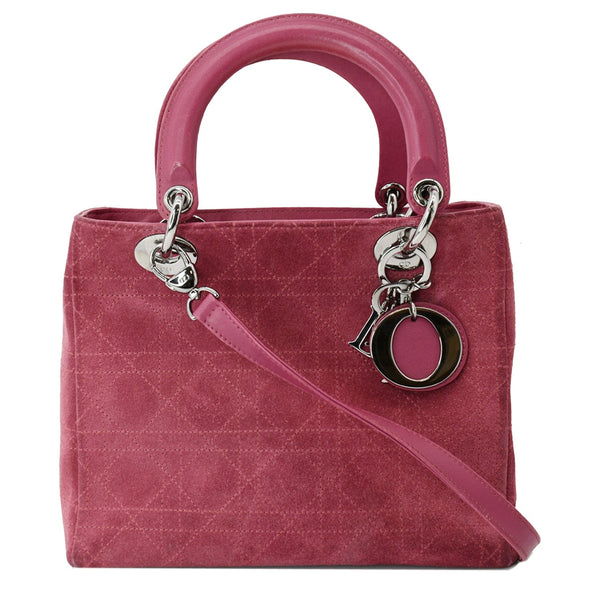 Christian Dior Lady Dior Cannage Suede Calicanto Tote Bag Pink | DDH