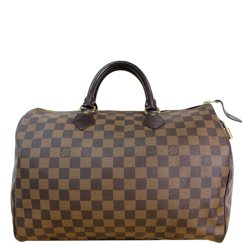 LOUIS VUITTON Speedy 35 Damier Ebene Satchel Bag Brown